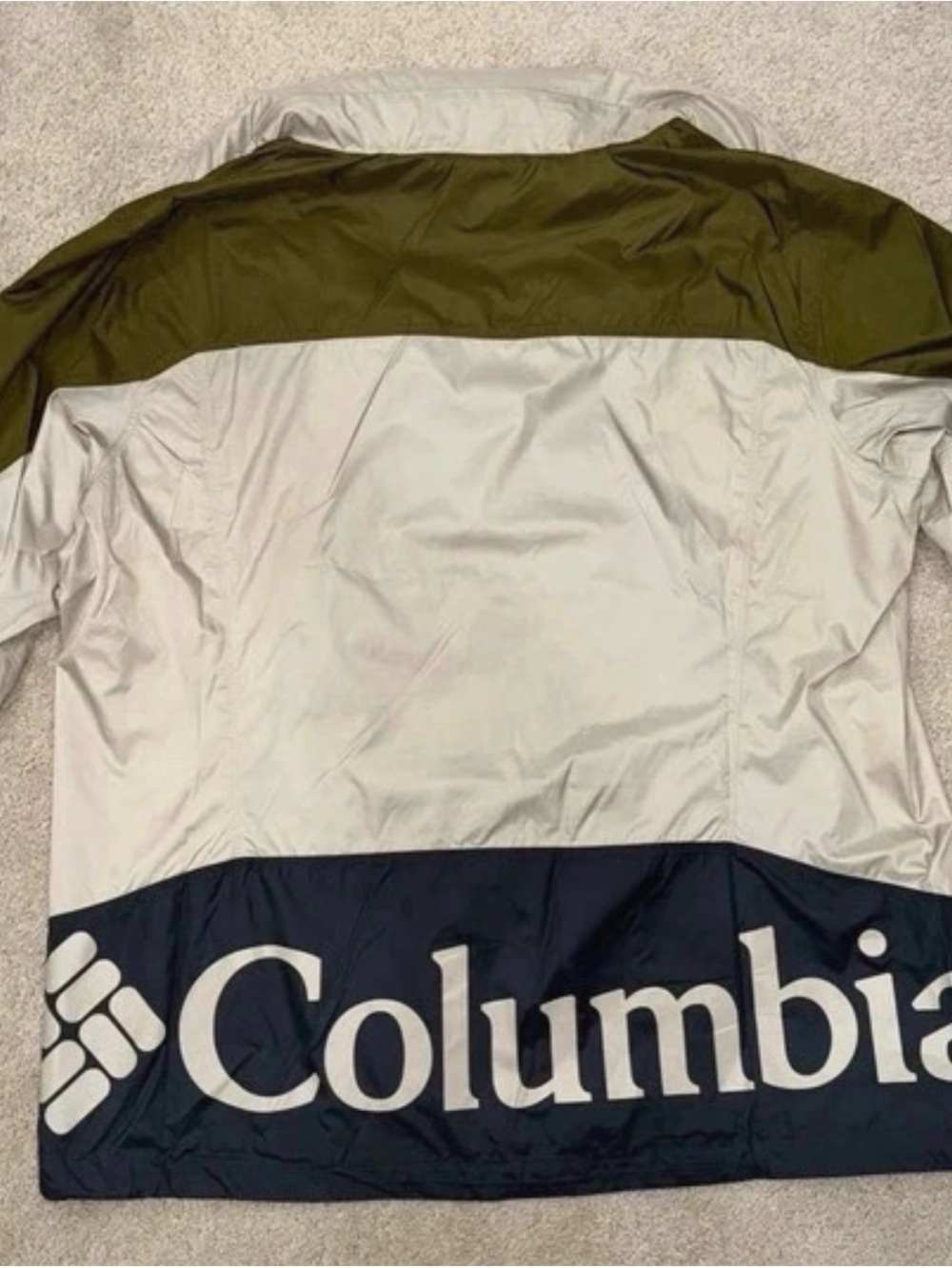 Columbia Men’s Olive, Stone & Navy Colorblock Windbreaker